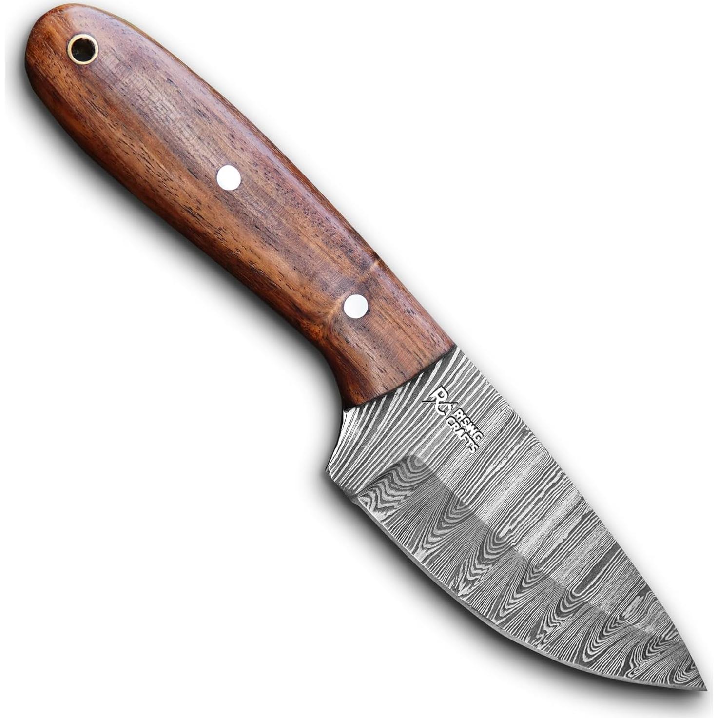 Cuchillo de Caza RISING CRAFTS Damasco 20.32 cm con Funda