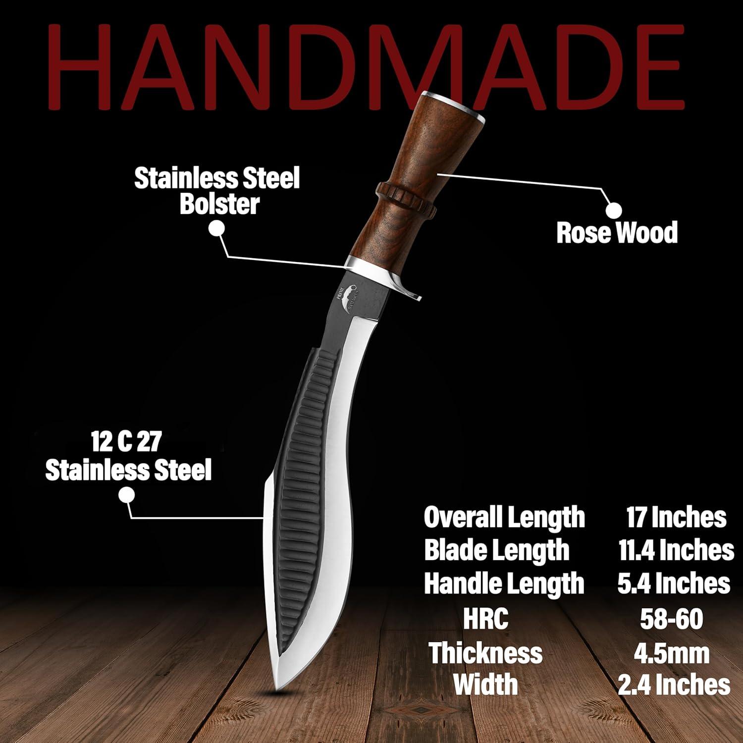 Cuchillo Kukri Prime Damascus 29 cm Acero Inoxidable con Funda