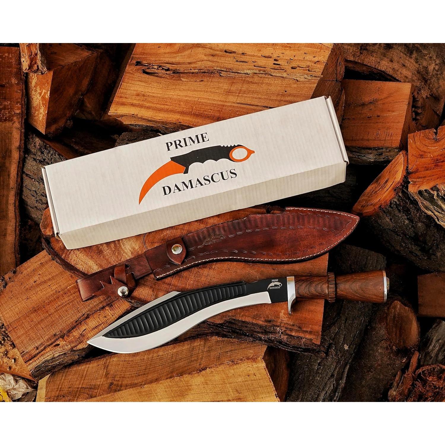 Cuchillo Kukri Prime Damascus 29 cm Acero Inoxidable con Funda