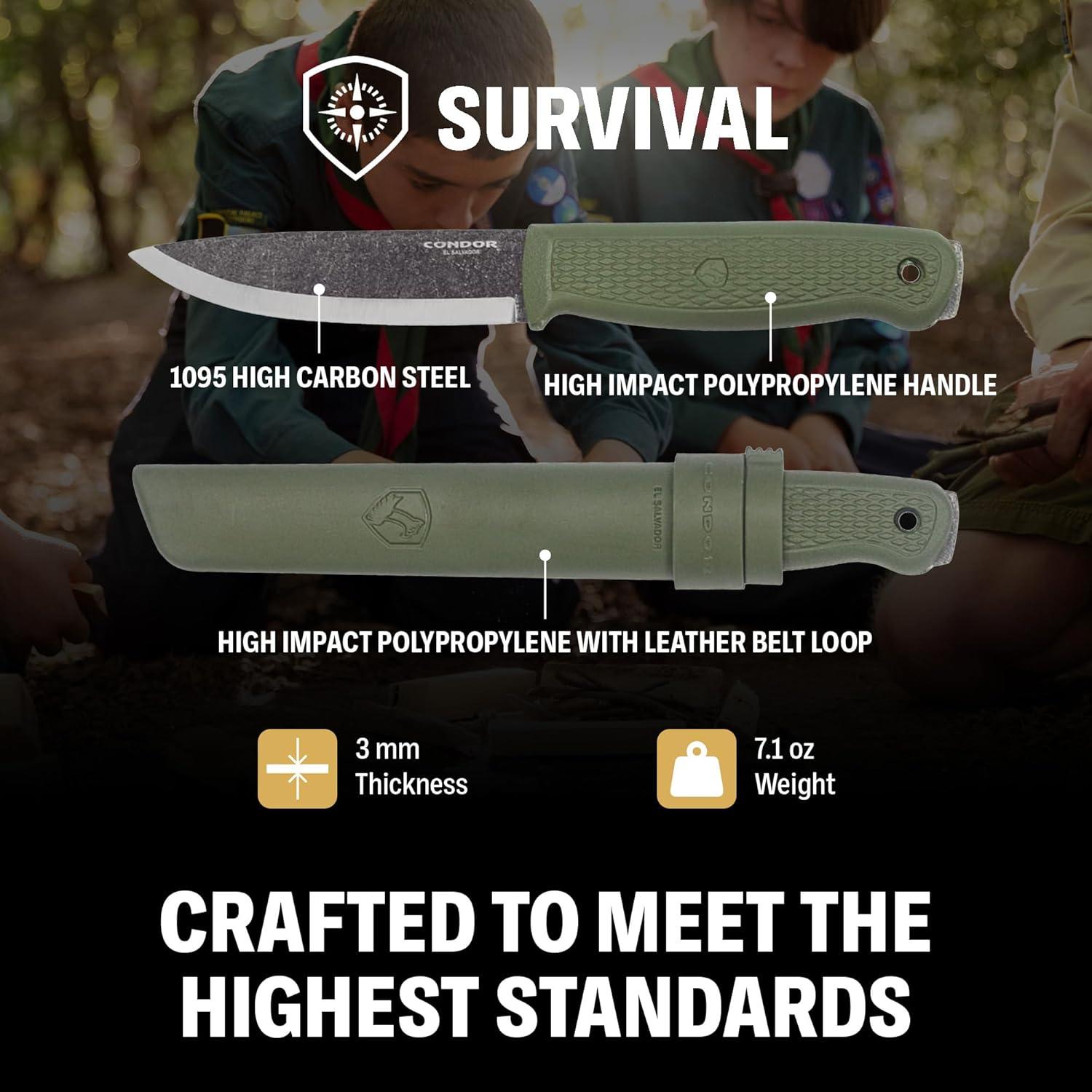 Cuchillo Bushcraft Condor Terrasaur 10.54cm Acero Carbono