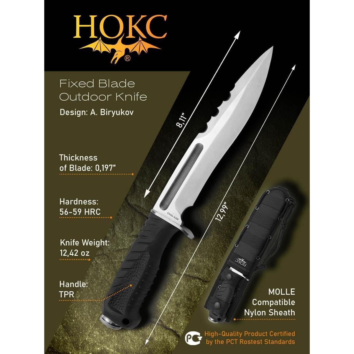Cuchillo de Caza HOKC Asgard 607-181821, Acero AUS8, 20.6 cm