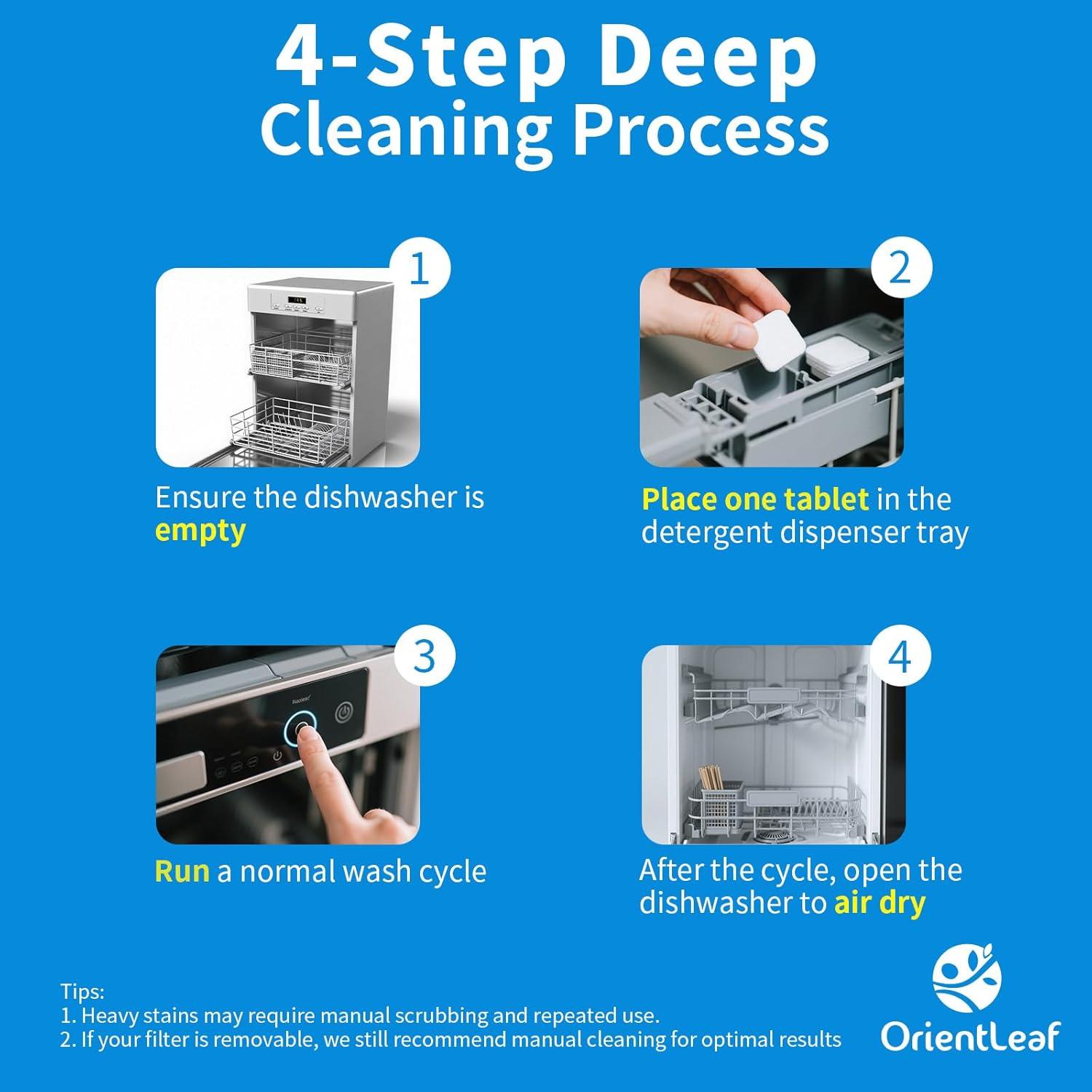 Tabletas de Limpieza para Lavavajillas OrientLeaf 9 Meses Aroma Limón