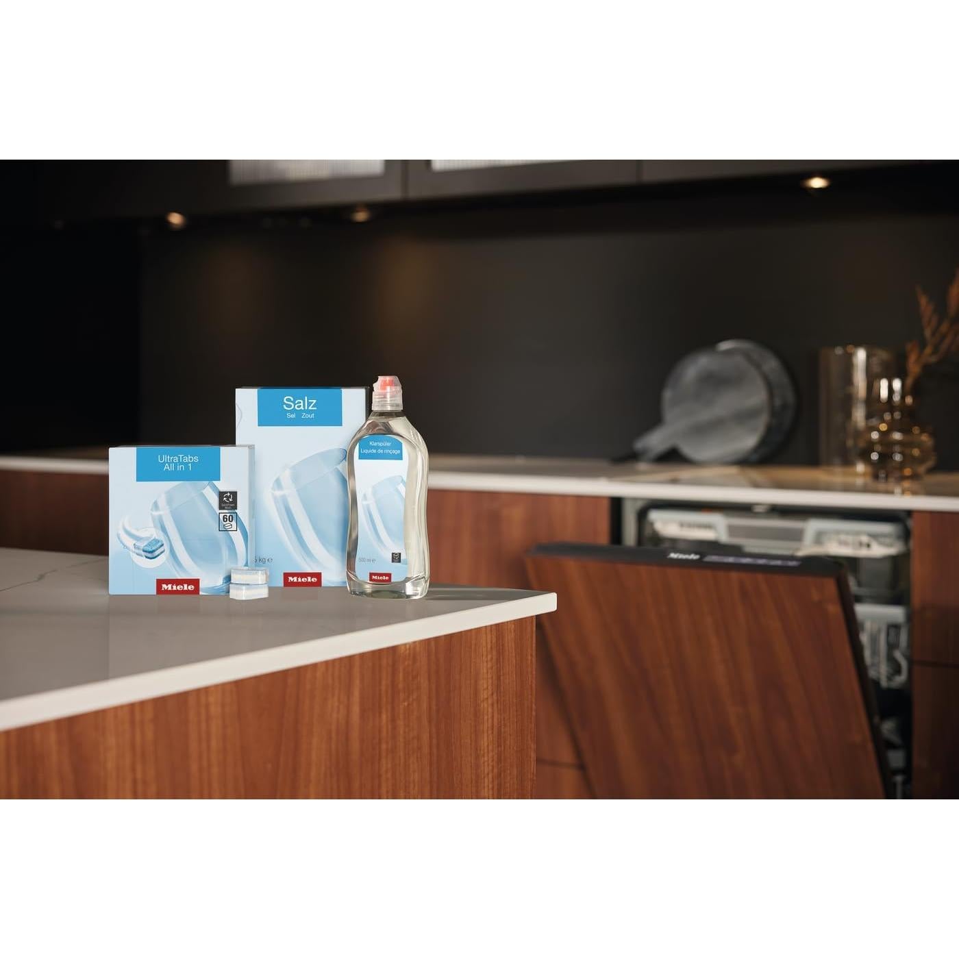 Miele UltraTabs Todo en 1 - 60 Tabletas + 1.5 Kg Sal + 500 ml Abrillantador