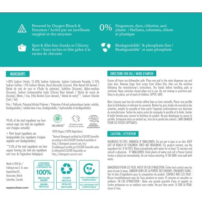 Bolsas para Lavavajillas AspenClean Ecológicas 28 Unidades