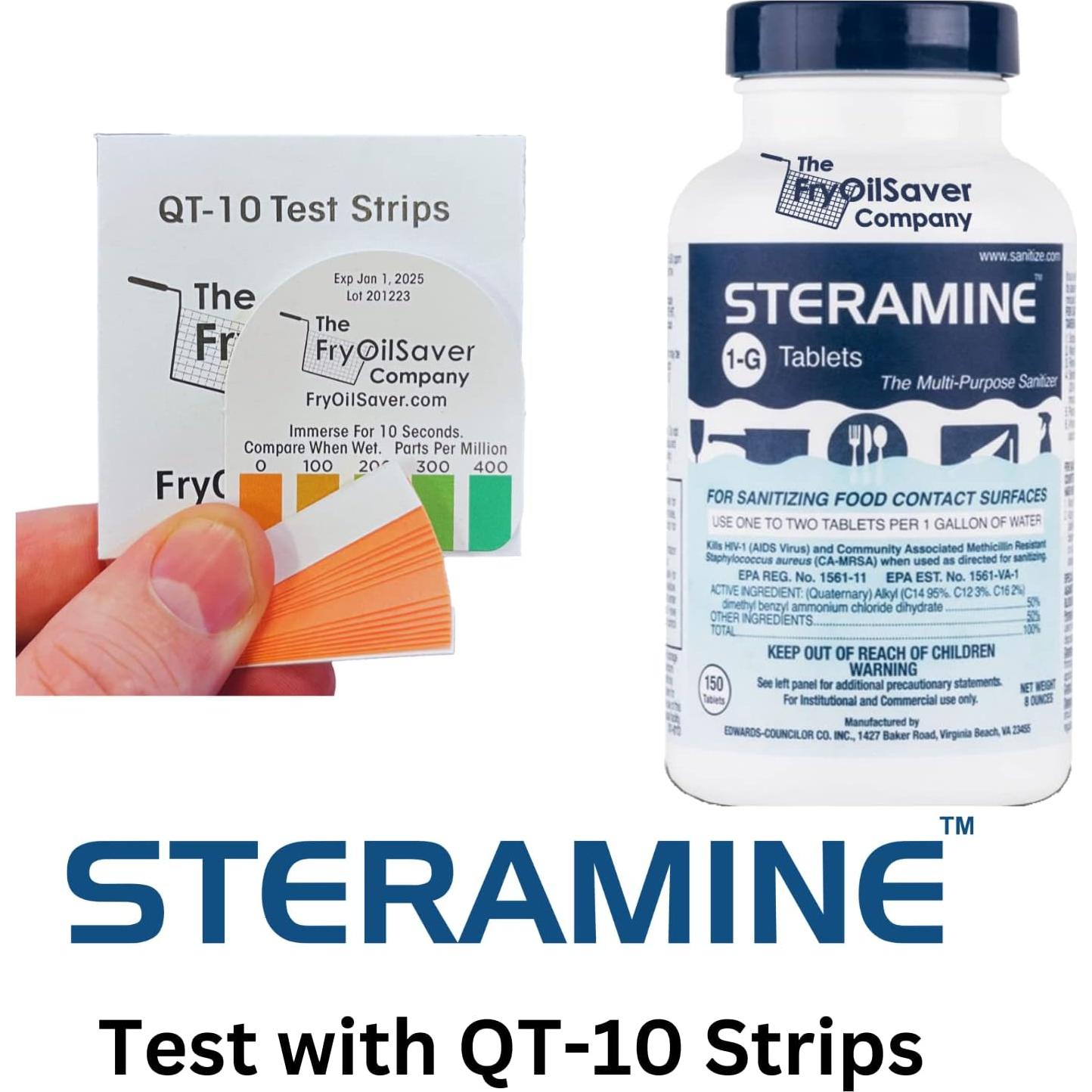 Tabletas Desinfectantes Steramine 150 Unidades + Tiras QT-10