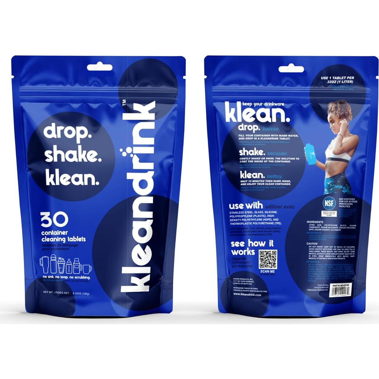 30 Tabletas de Limpieza Ecológicas KLEANDRINK - Sin Fregar