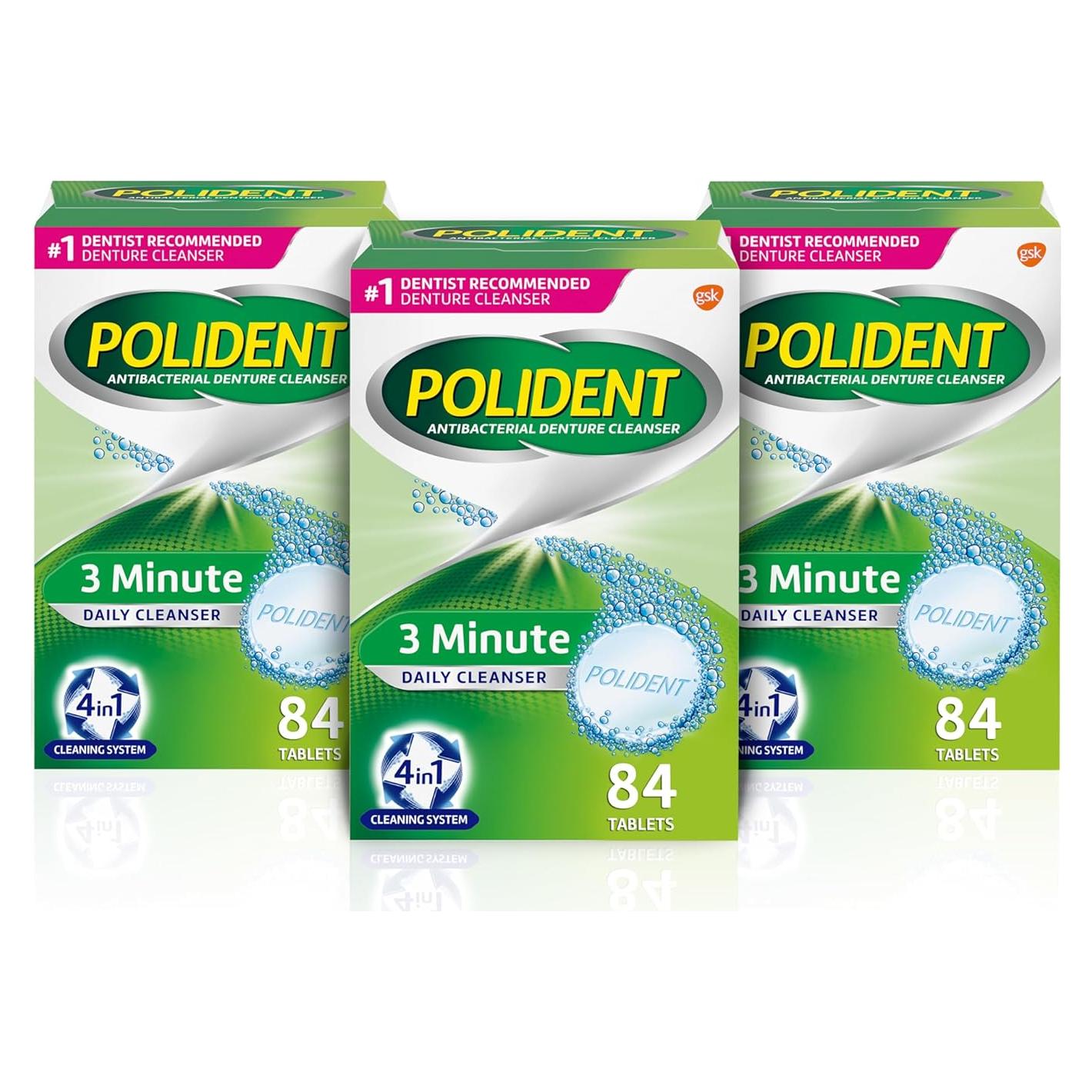 Tabletas Limpiadoras de Dentaduras Polident 3 Minutos - 252 Unidades