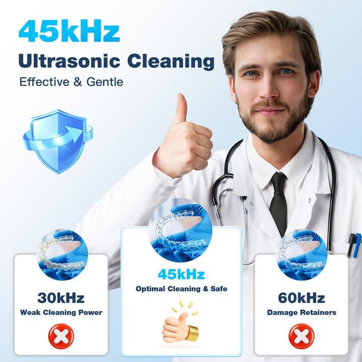 Máquina Limpiadora Ultrasónica 200ml 45kHz Blanco - Retenedores