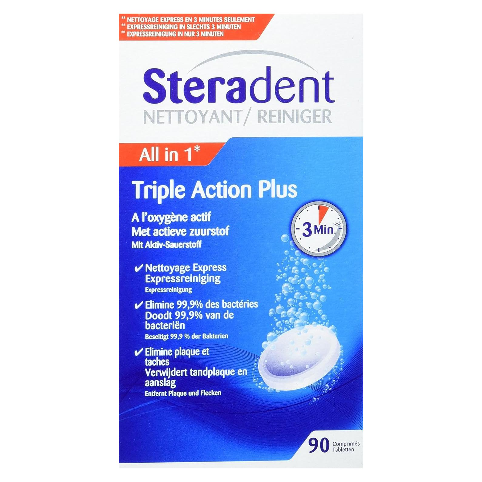 Limpiador de Dentaduras Steradent Triple Acción Plus 369g