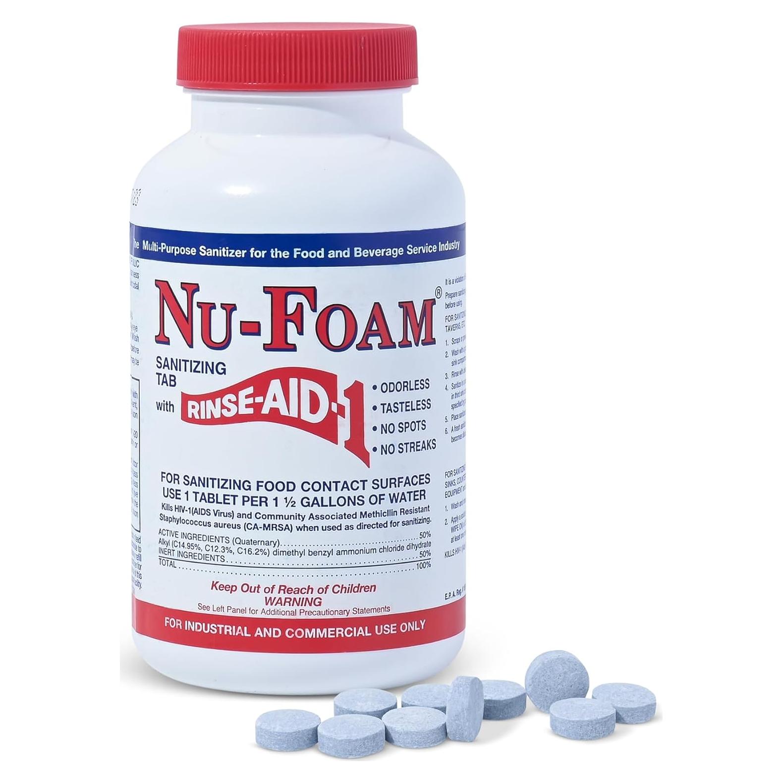 Tabletas Desinfectantes Nu-Foam para Cristalería - 100 Unidades