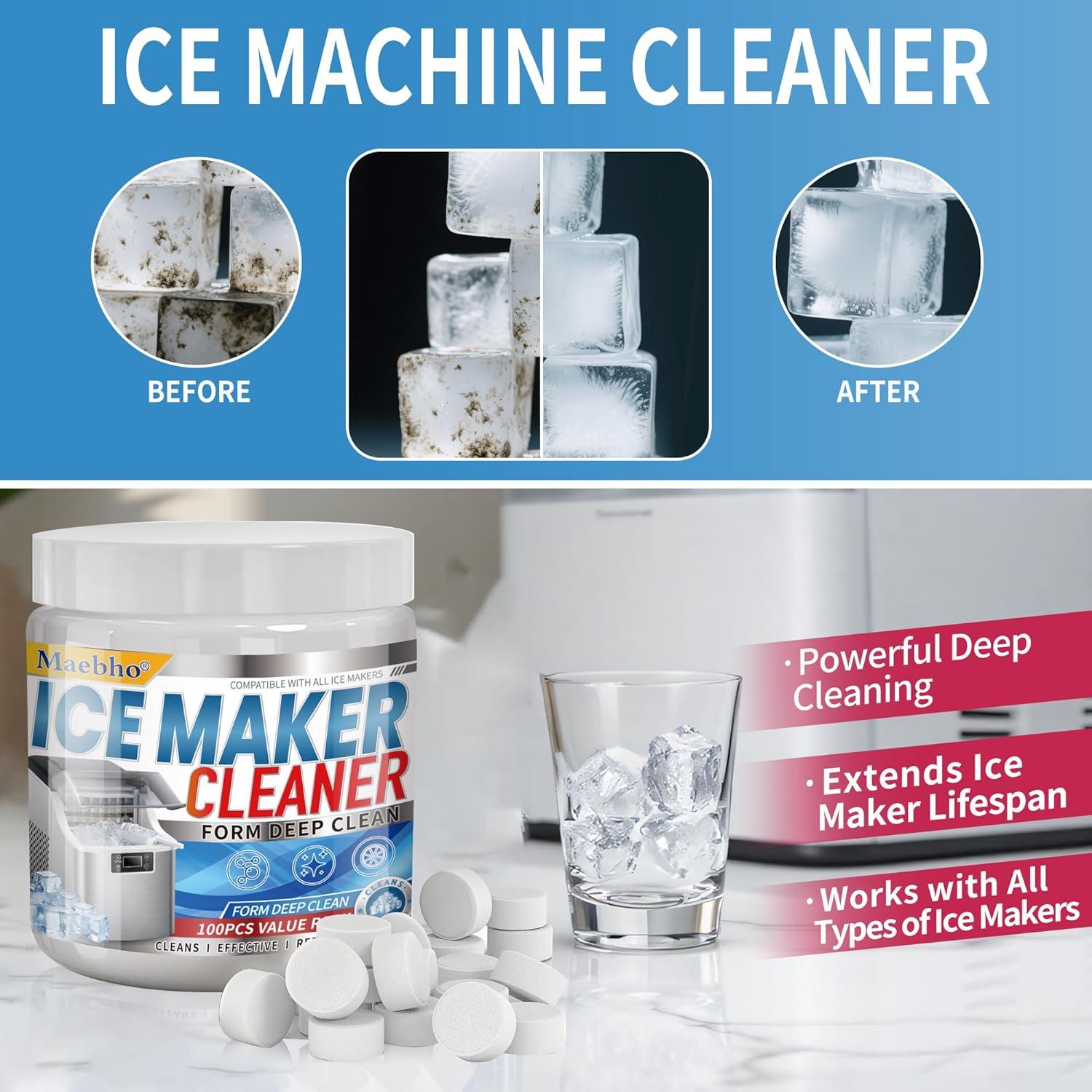 100 Tabletas Limpiadoras para Máquinas de Hielo Maebho
