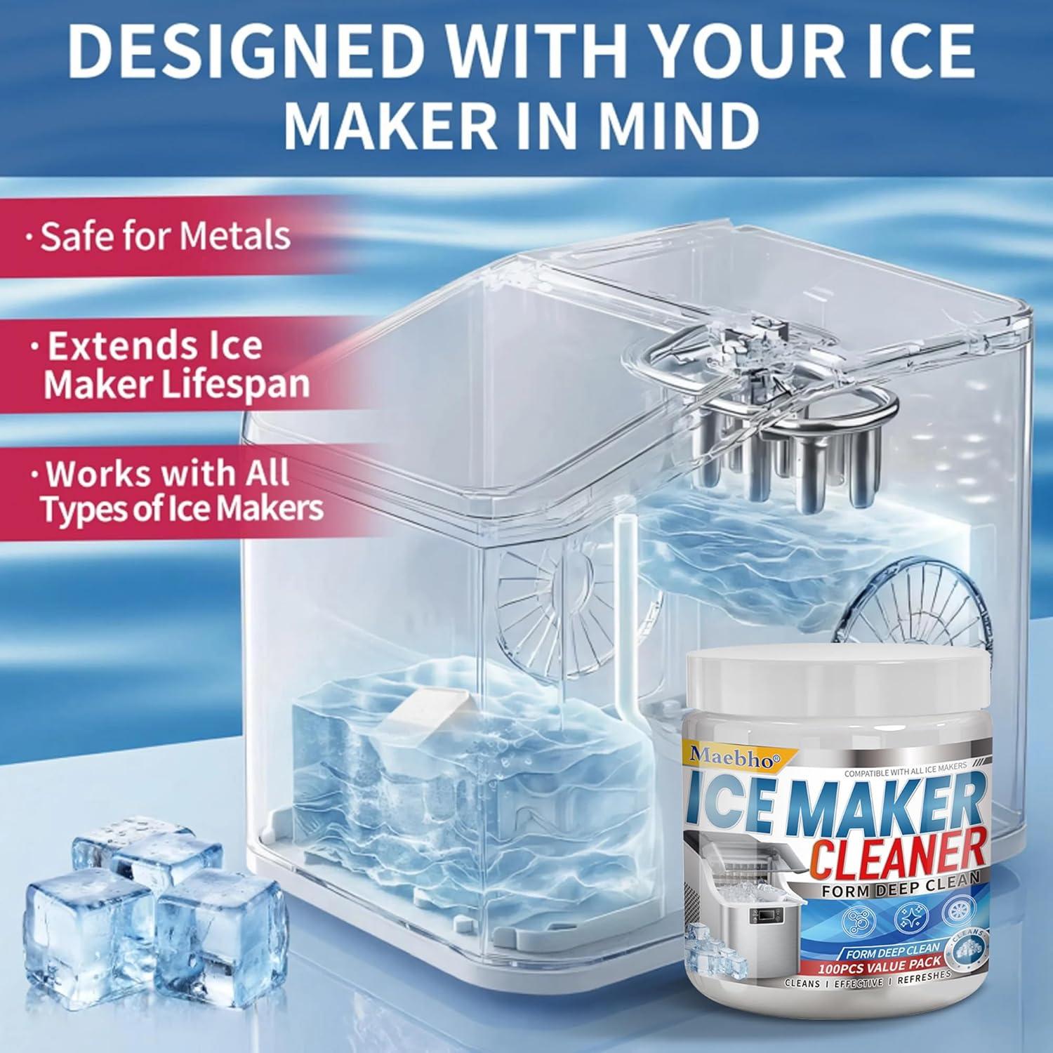 100 Tabletas Limpiadoras para Máquinas de Hielo Maebho