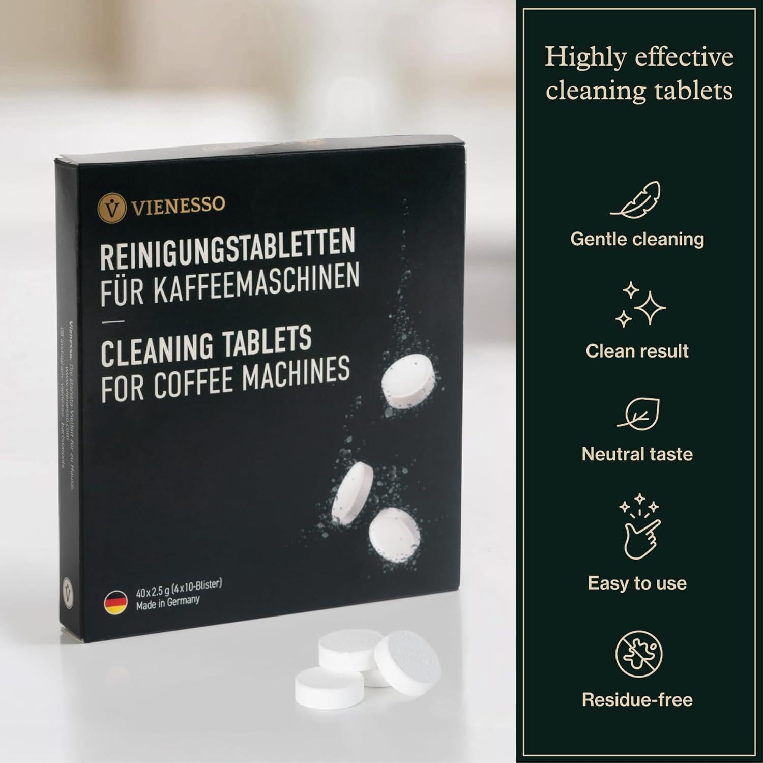 Tabletas de limpieza para máquinas de café VIENESSO - 40 piezas