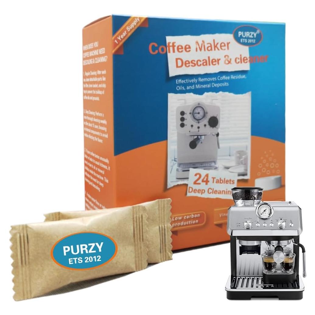 Limpiador de Cafeteras Purzy - Tabletas Desincrustantes 24 Unidades