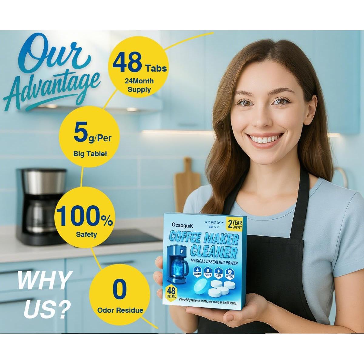 48 Tabletas Limpiador Desincrustante para Cafeteras CoffeeMC