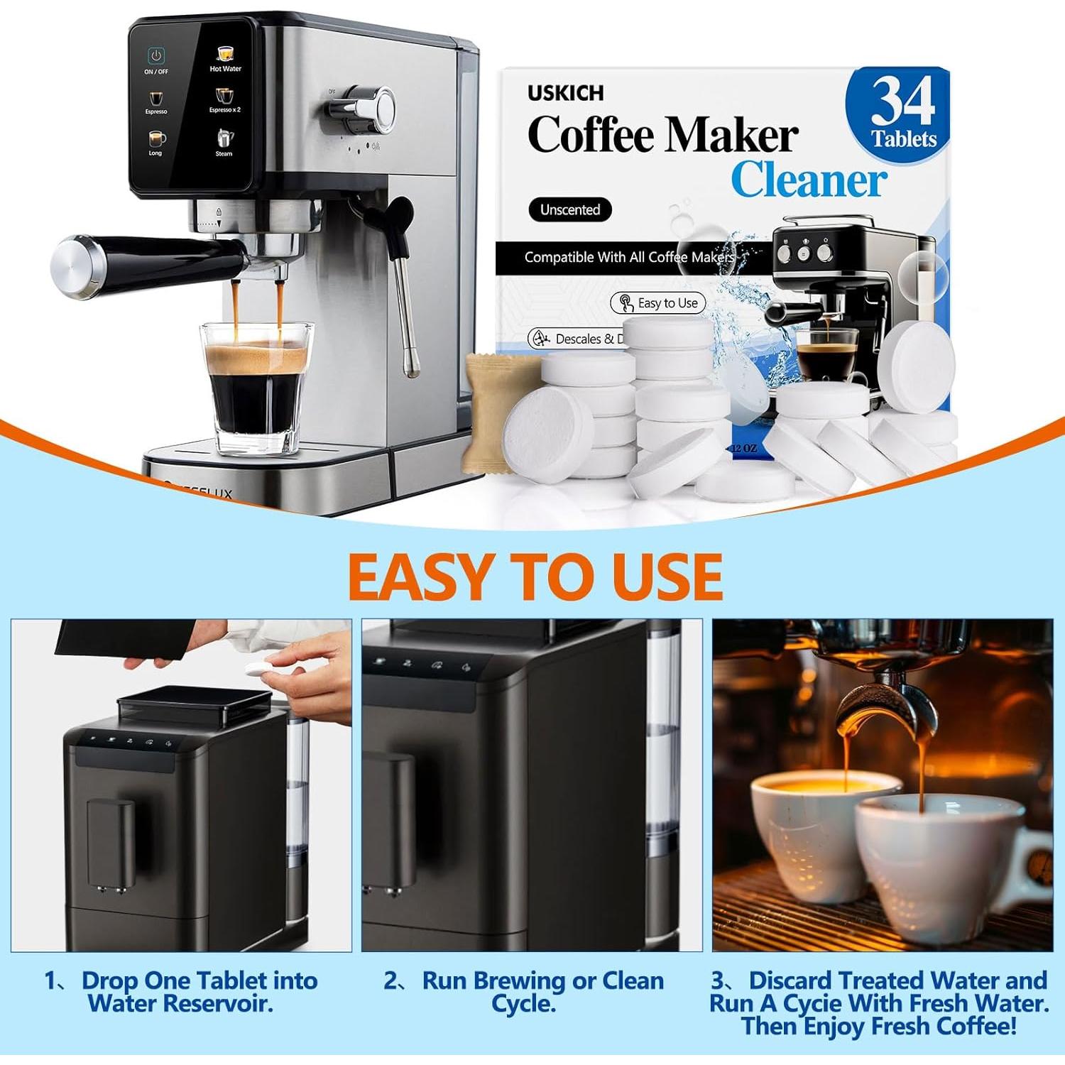 Tabletas Desincrustantes USKICH para Cafeteras - 34 Unidades