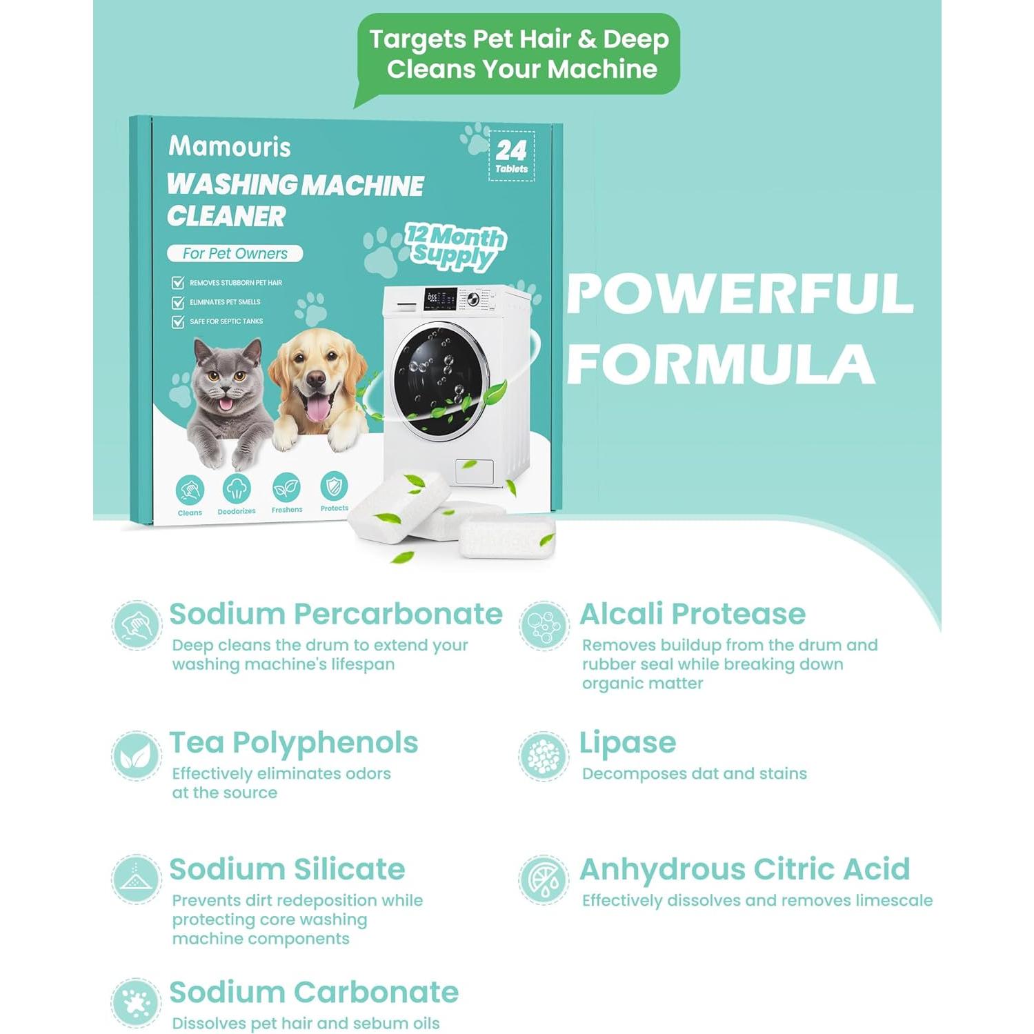 Tabletas Limpiadoras de Lavadora Mamouris 24 Unidades 11G