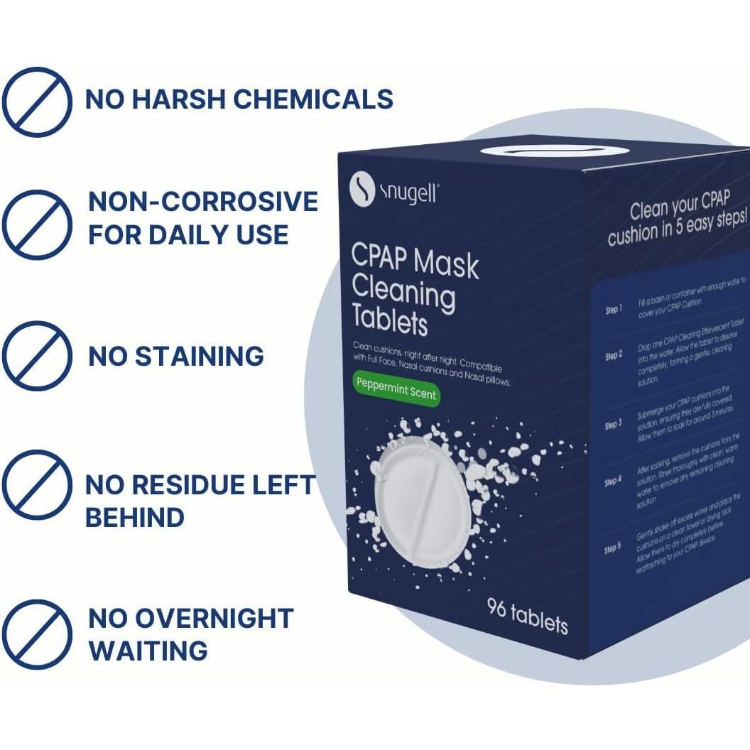 Tabletas Efervescentes Limpieza CPAP Snugell - 96 Unidades