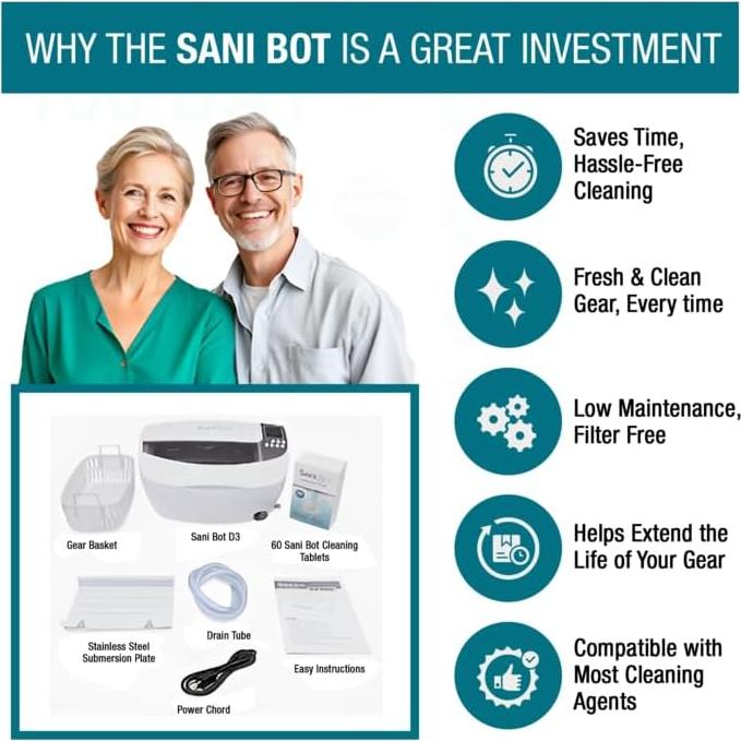 Limpiador de Equipos de Sueño Sani Bot D3 - 60 Tabletas, 3L