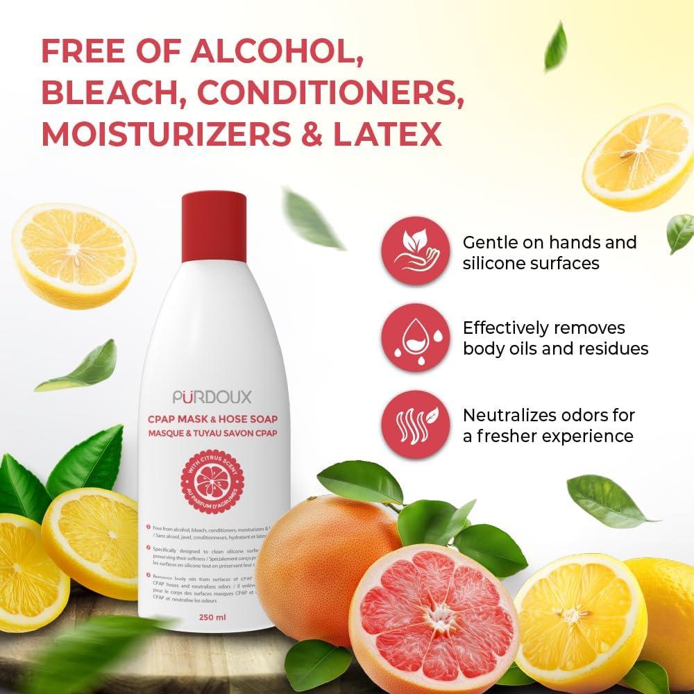 Jabón limpiador CPAP PURDOUX 3x250ml Pomelo-Limón