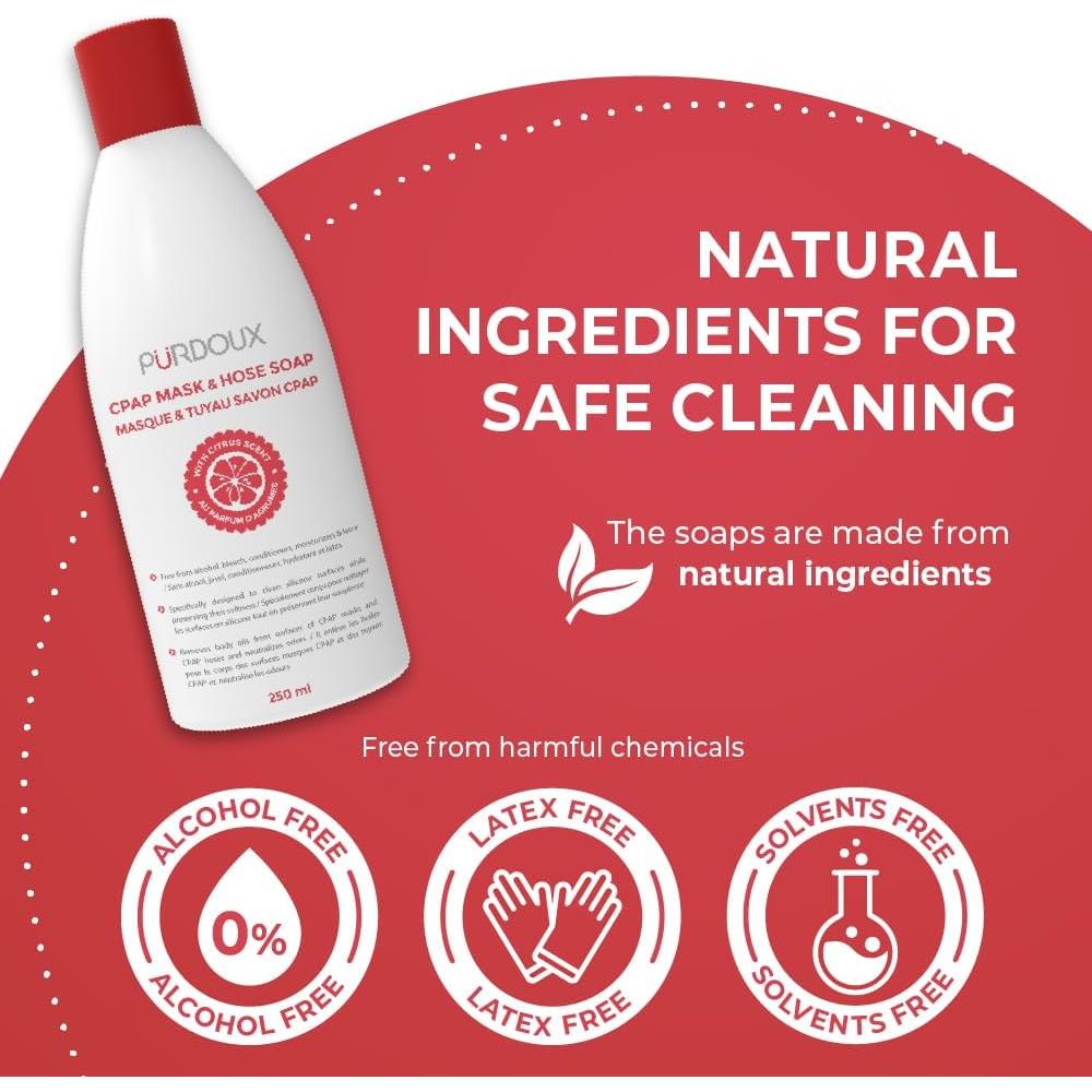 Jabón limpiador CPAP PURDOUX 3x250ml Pomelo-Limón