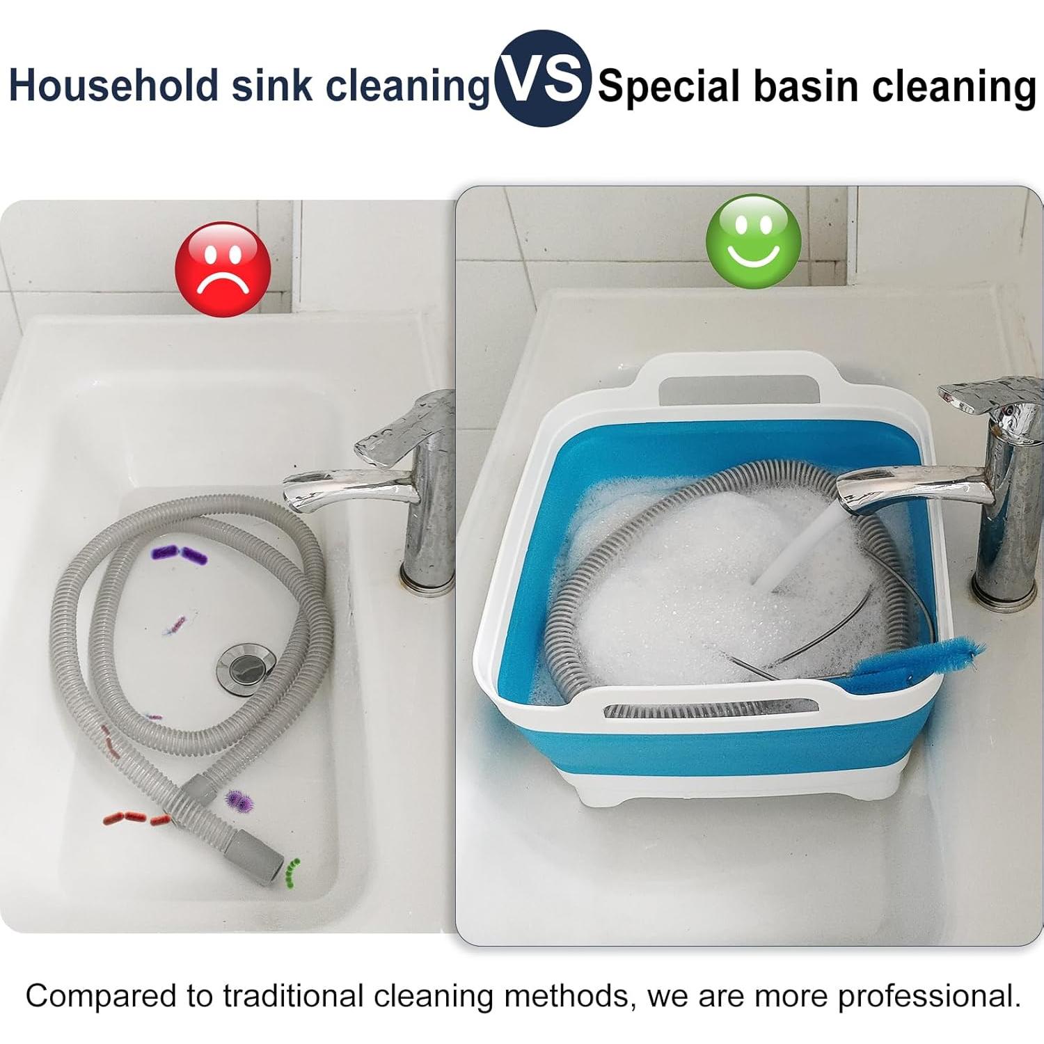 Kit de Limpieza para Mangueras CPAP Detsuk - Cepillo 7 pies y Bañera Plegable