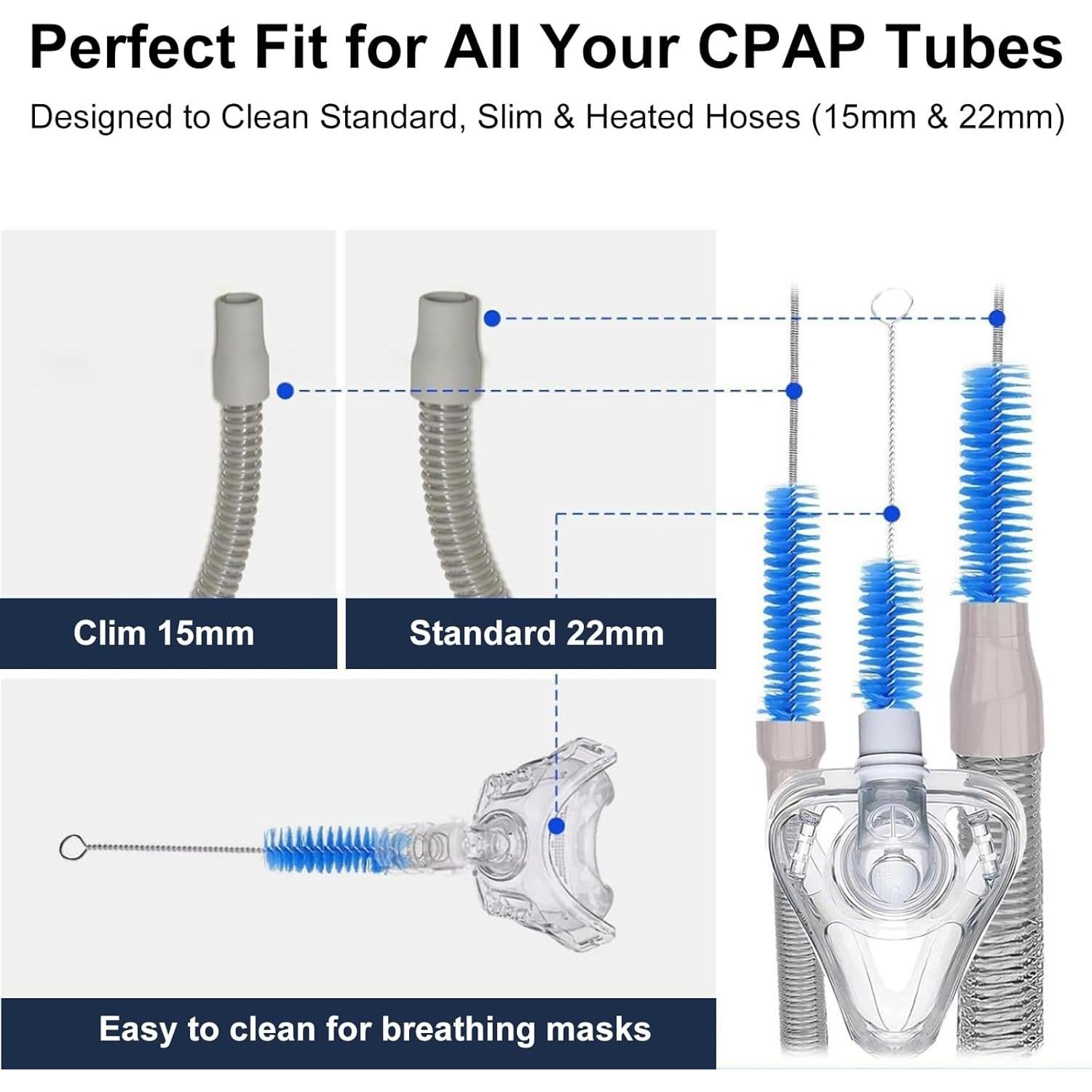 Kit de Limpieza para Mangueras CPAP Detsuk - Cepillo 7 pies y Bañera Plegable