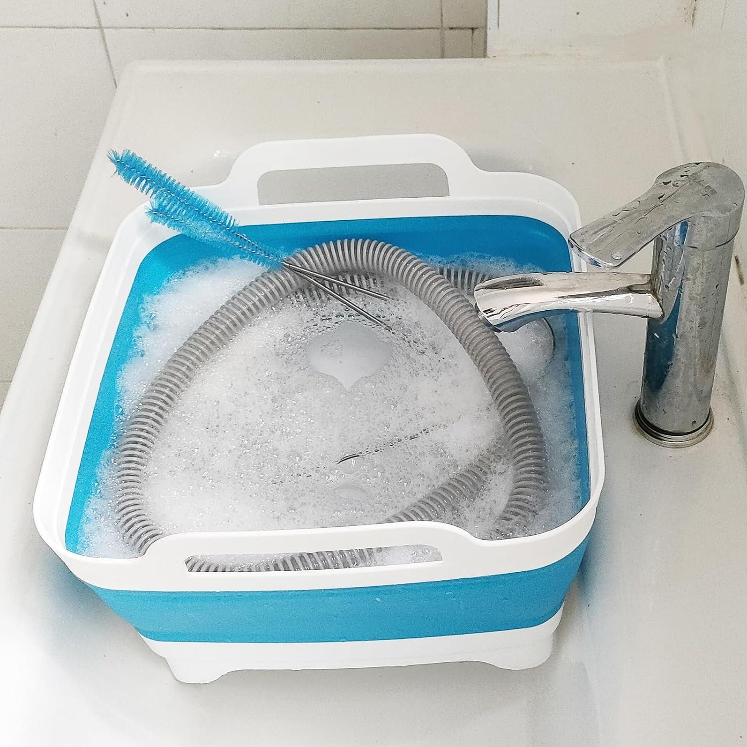 Kit de Limpieza para Mangueras CPAP Detsuk - Cepillo 7 pies y Bañera Plegable