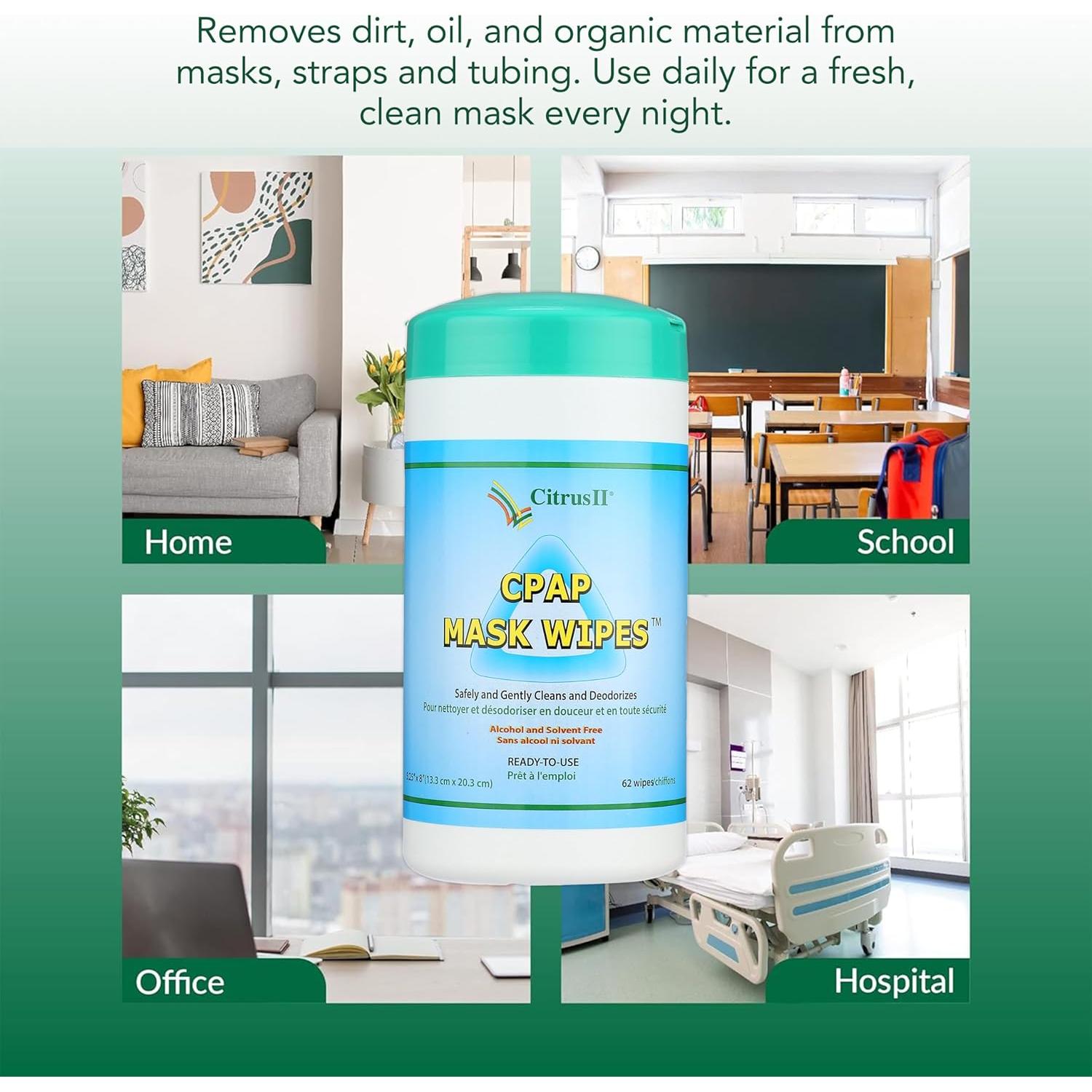 Toallitas de limpieza CPAP Citrus II - 62 unidades - Aroma cítrico