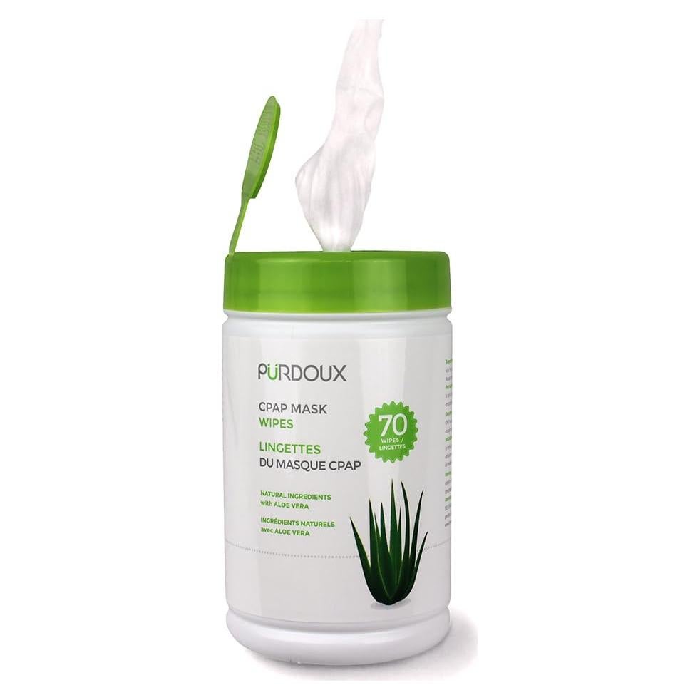 Toallitas CPAP PURDOUX 100% Algodón Aloe Vera 70 Unidades