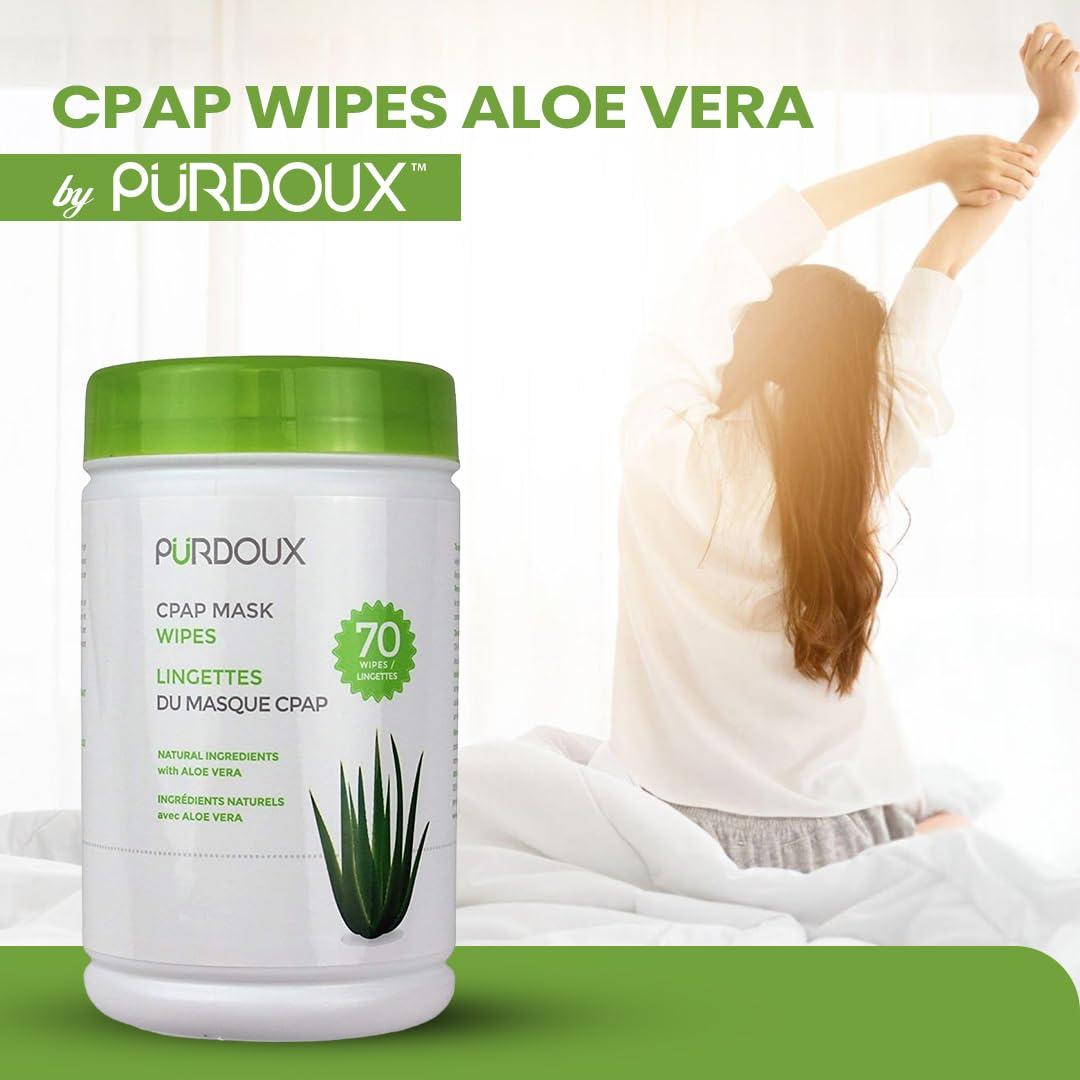 Toallitas CPAP PURDOUX 100% Algodón Aloe Vera 70 Unidades