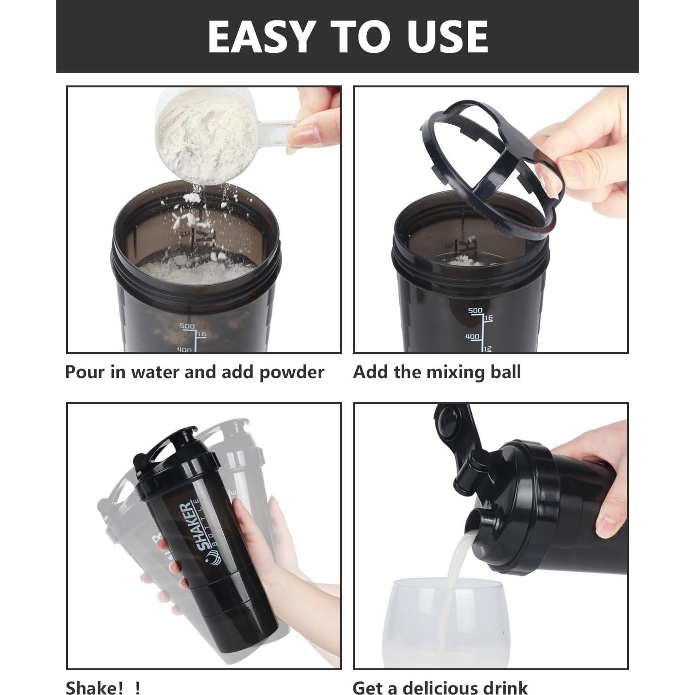 Botella Mezcladora de Proteína VIGIND 500 ml Antideslizante