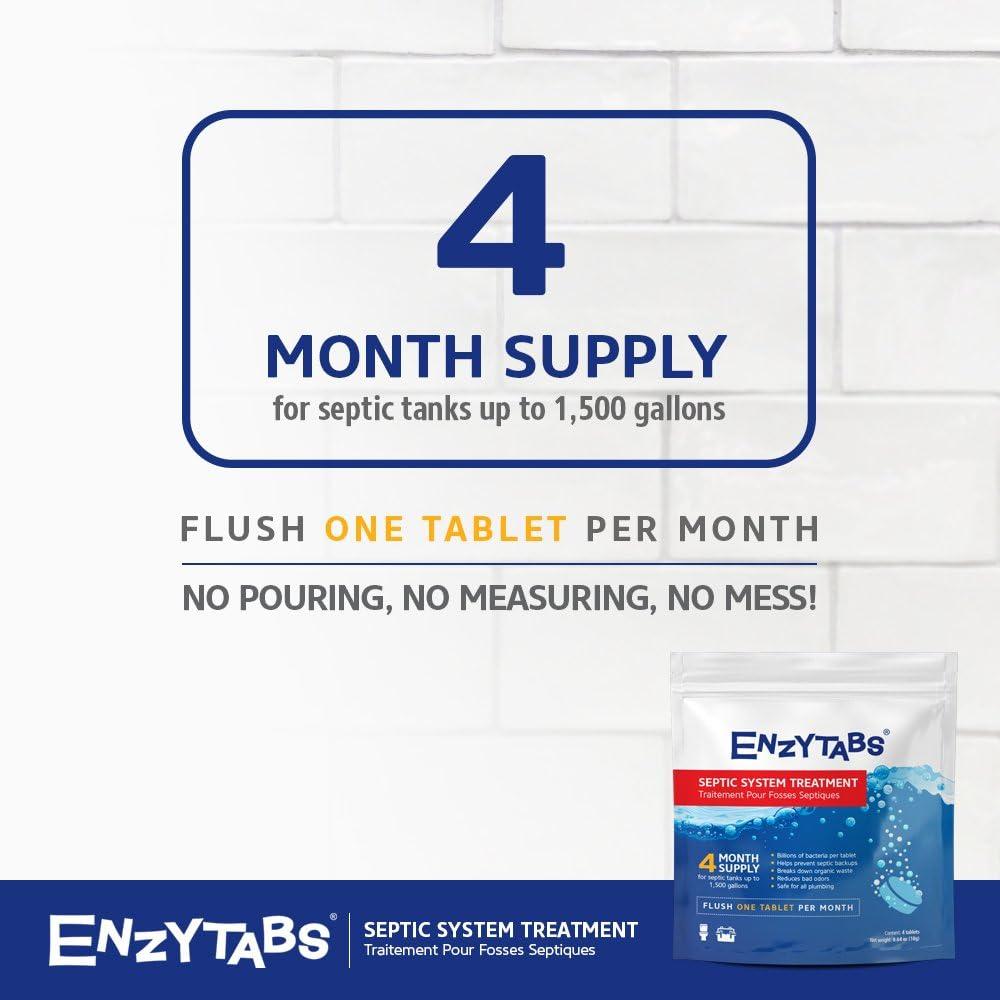 Tabletas Efervescentes para Tanque Séptico Enzytabs - 4 Meses