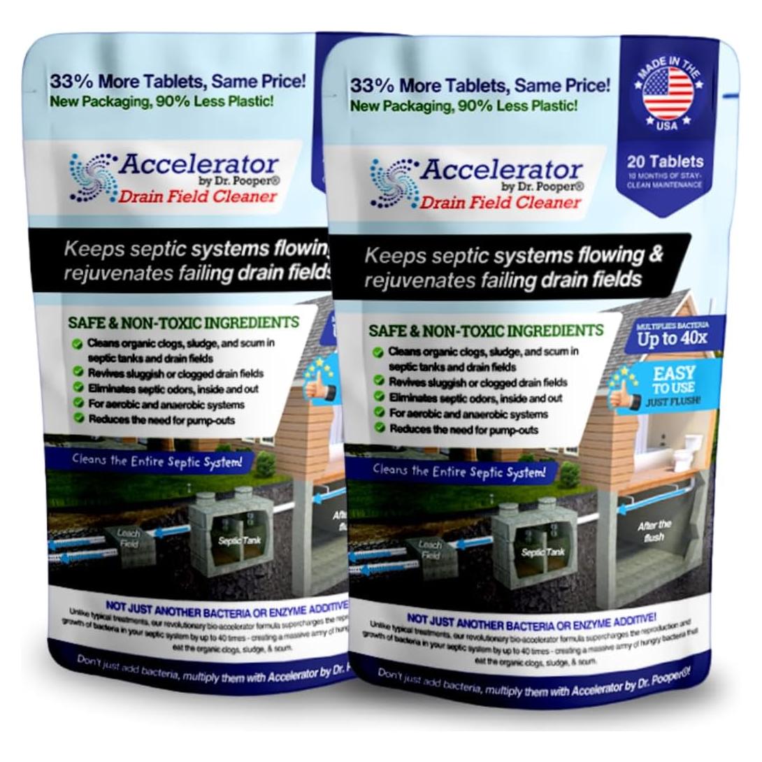 Limpiador de Campo de Drenaje Dr Pooper - 2 Tabletas Efectivas