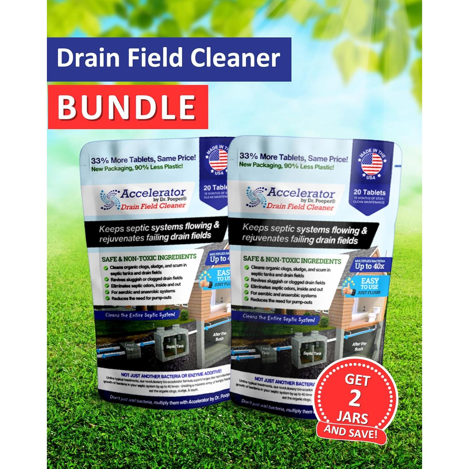 Limpiador de Campo de Drenaje Dr Pooper - 2 Tabletas Efectivas