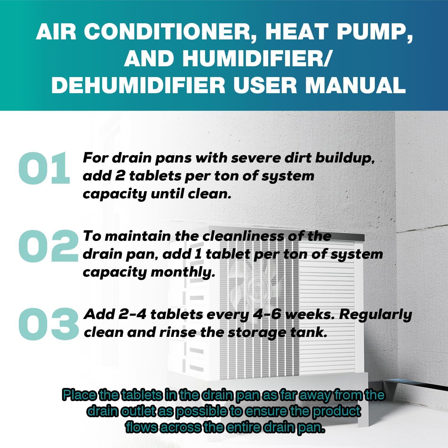 100 Tabletas Limpiadoras de Drenaje A/C Qoddxx - Sin Residuo