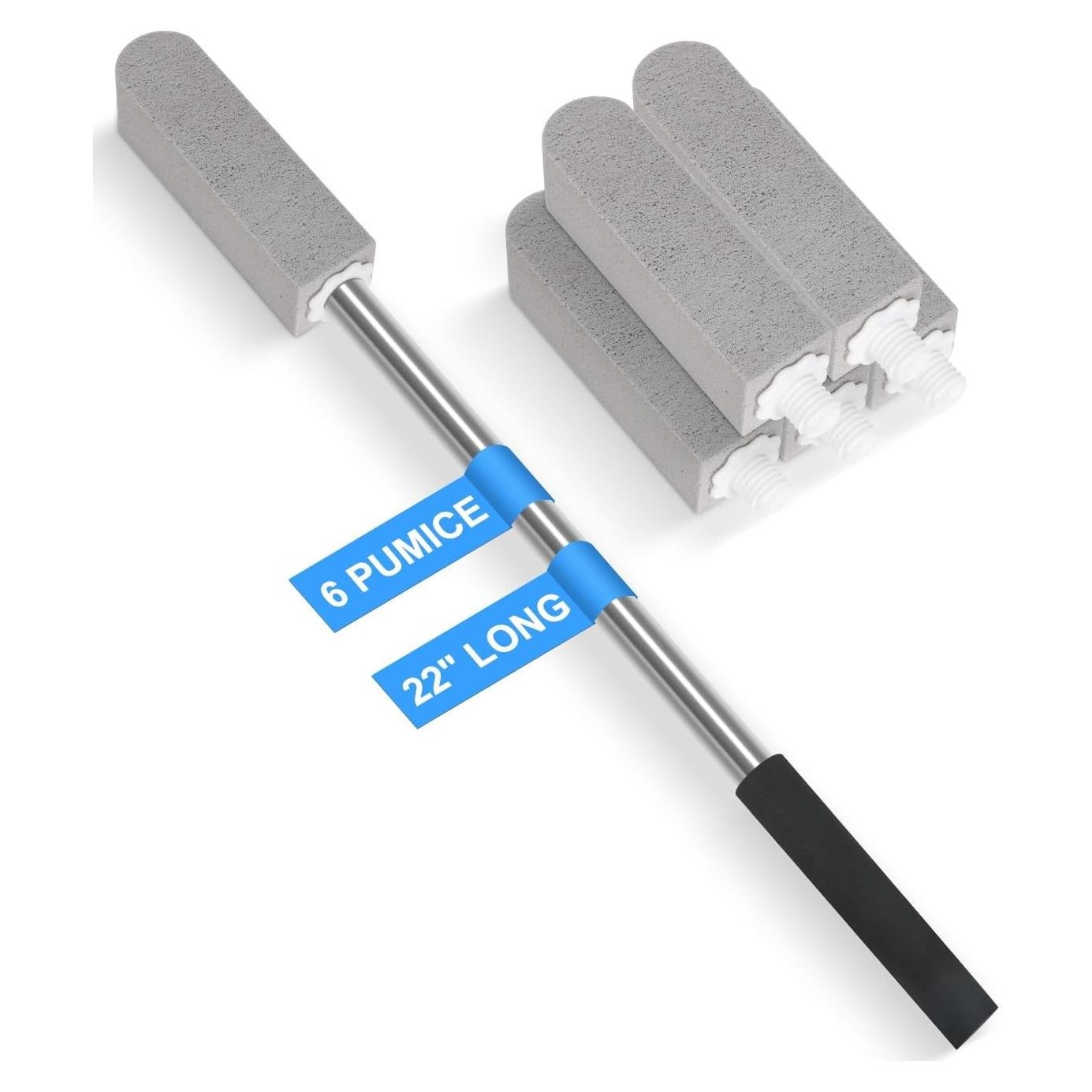 Paquete de 6 piedras pómez GLCON con mango de acero 55.88 cm
