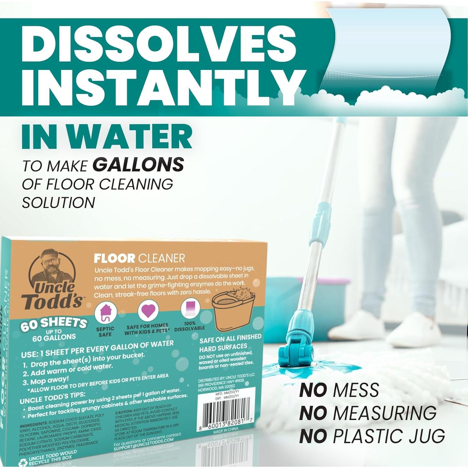 Limpiador de Suelos Ultra Concentrado Uncle Todd 60 Hojas Ecológicas