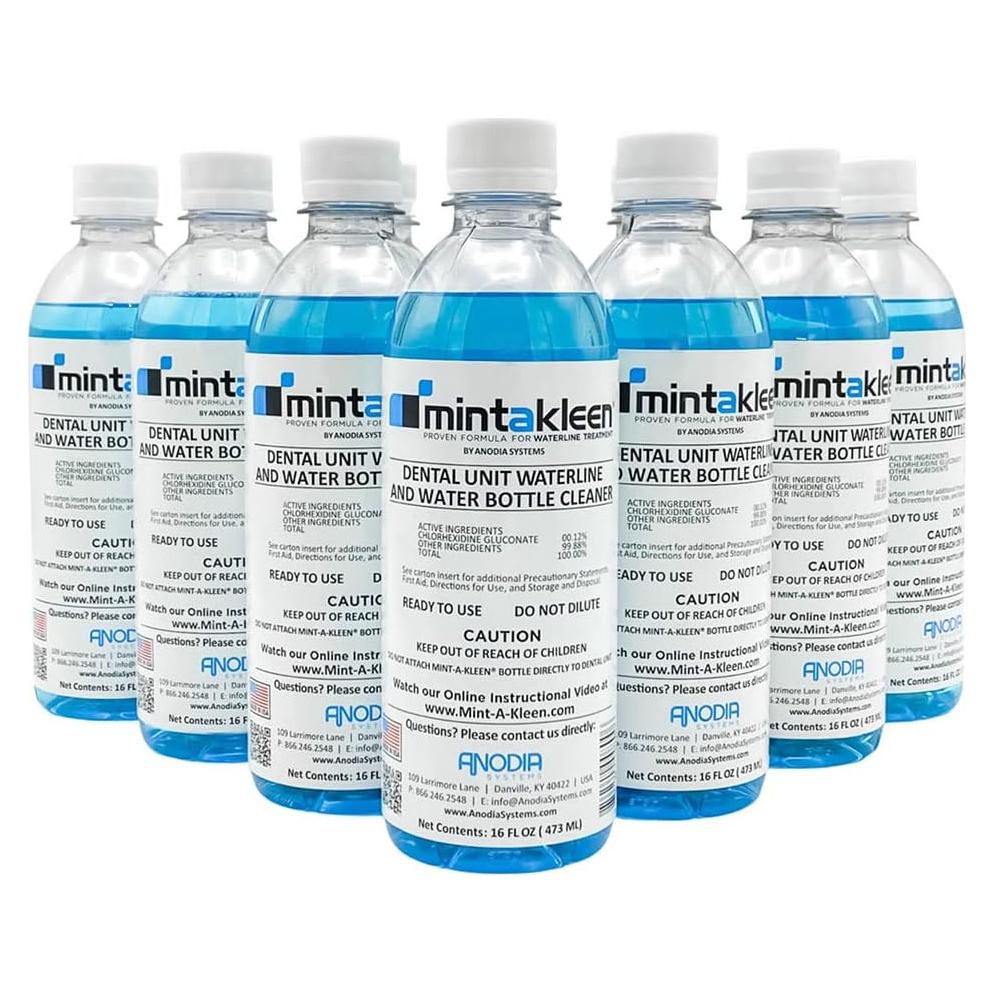 Limpiador de Líneas de Agua Dental Mint-A-Kleen 10 Botellas 16 oz