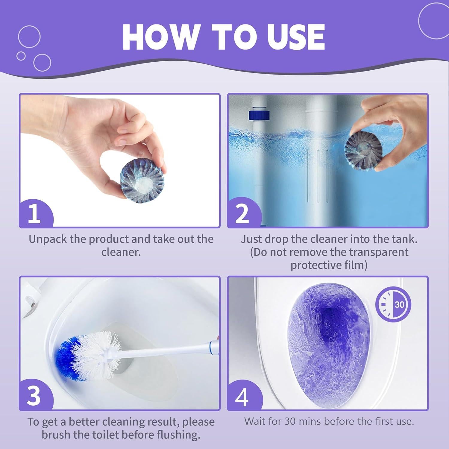 Tabletas Limpiadoras de Inodoro MyKlens Morado 20 Paquetes