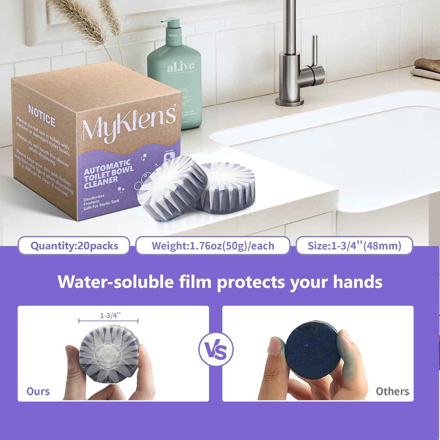 Tabletas Limpiadoras de Inodoro MyKlens Morado 20 Paquetes