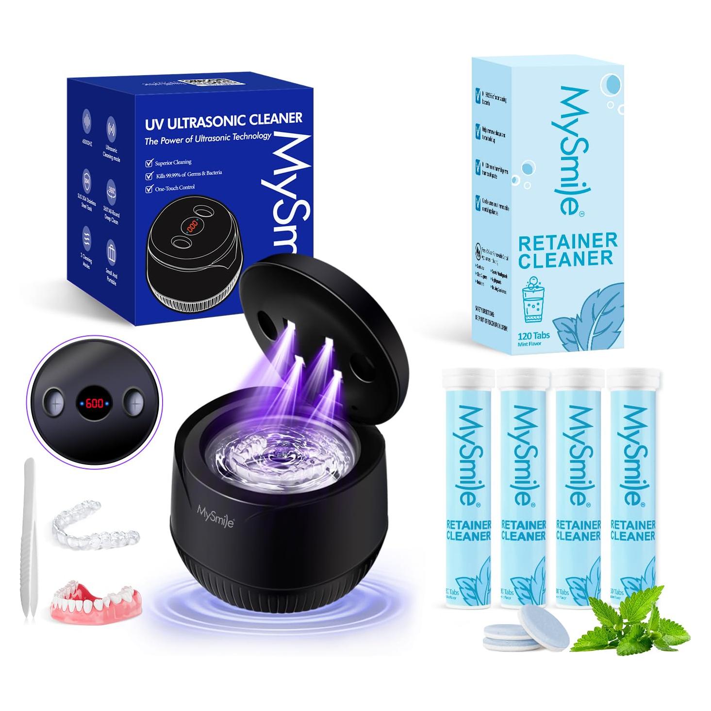 Limpiador Ultrasónico MySmile 200ml con 120 Tabletas Menta