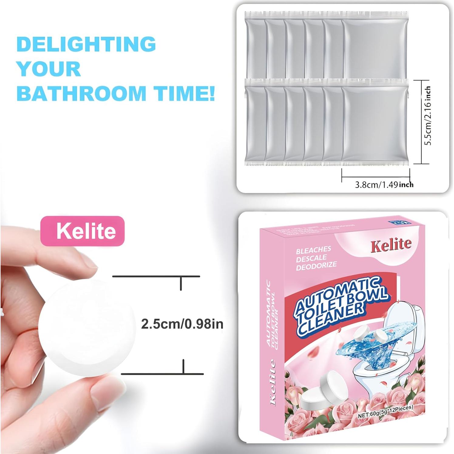 Tabletas Limpiadoras de Inodoro KELITE 12 Paquetes Blanqueador