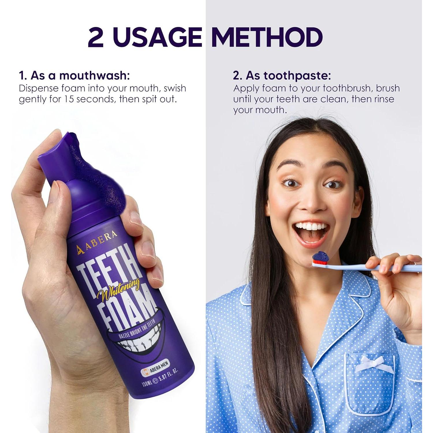 Espuma Blanqueadora de Dientes Abera Púrpura 150 ml - Natural y Efectiva
