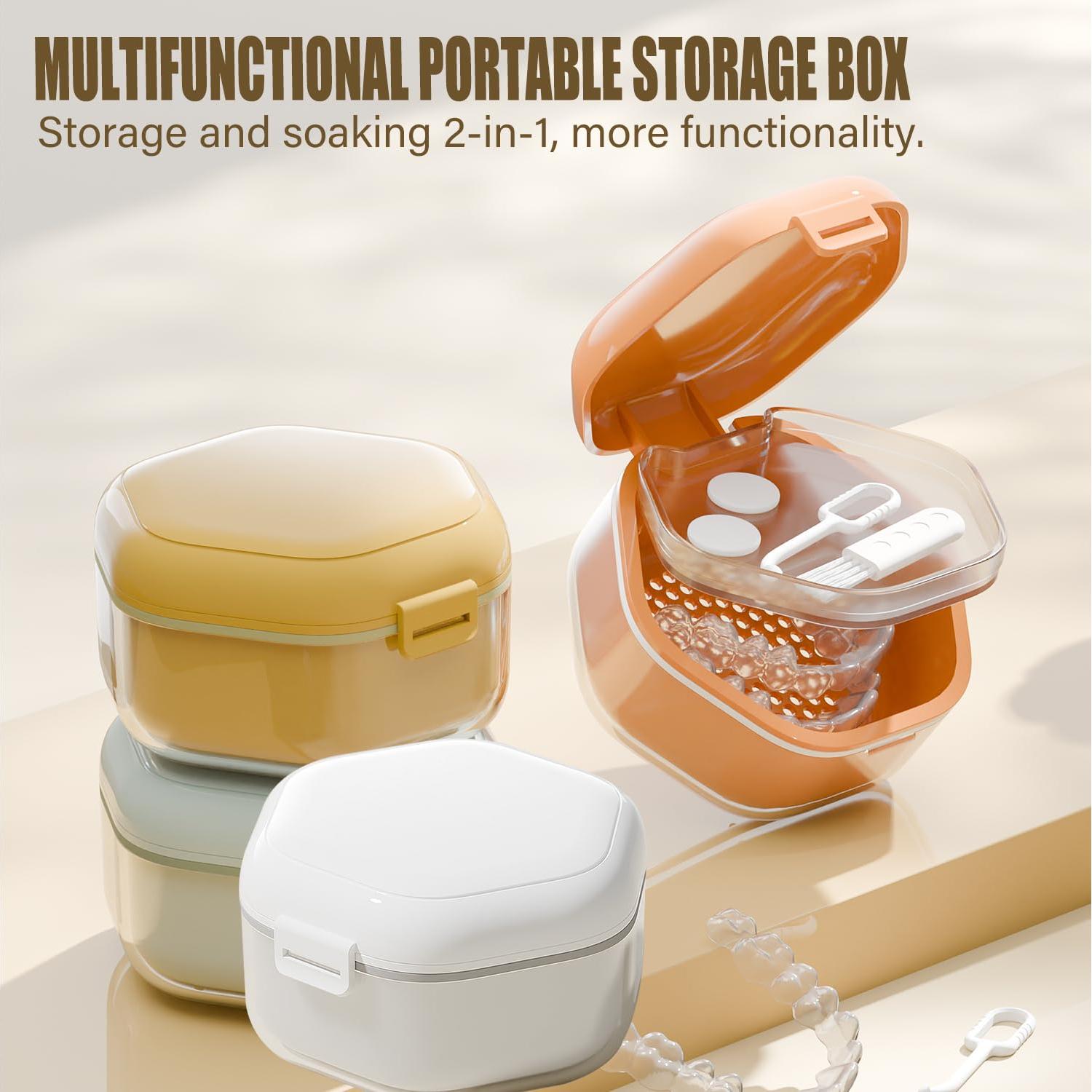 Caja de Baño para Dentaduras KUUBEELAA Hexagonal Azul 8.5x8.1 cm