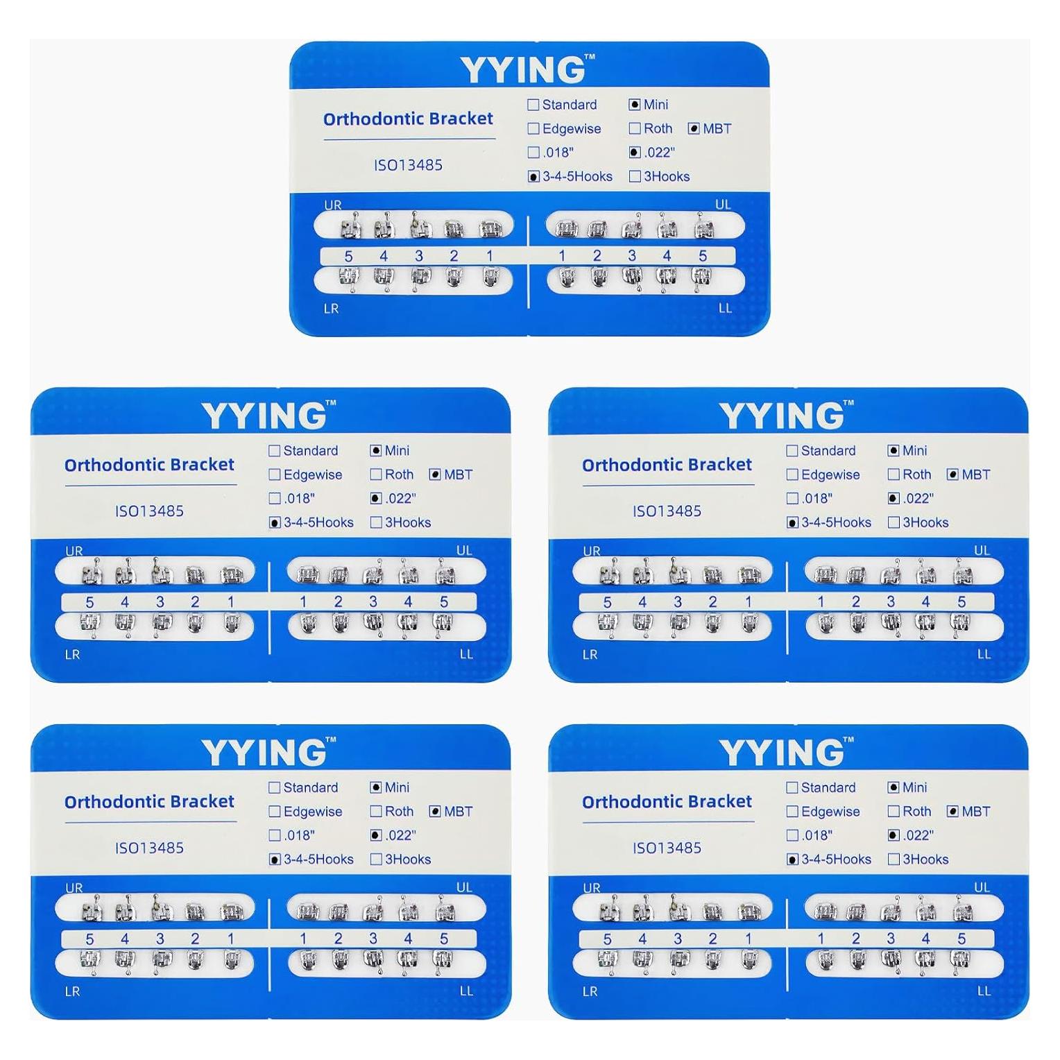 5 Paquetes de Brackets Metálicos Ortodónticos YYING Mini MBT