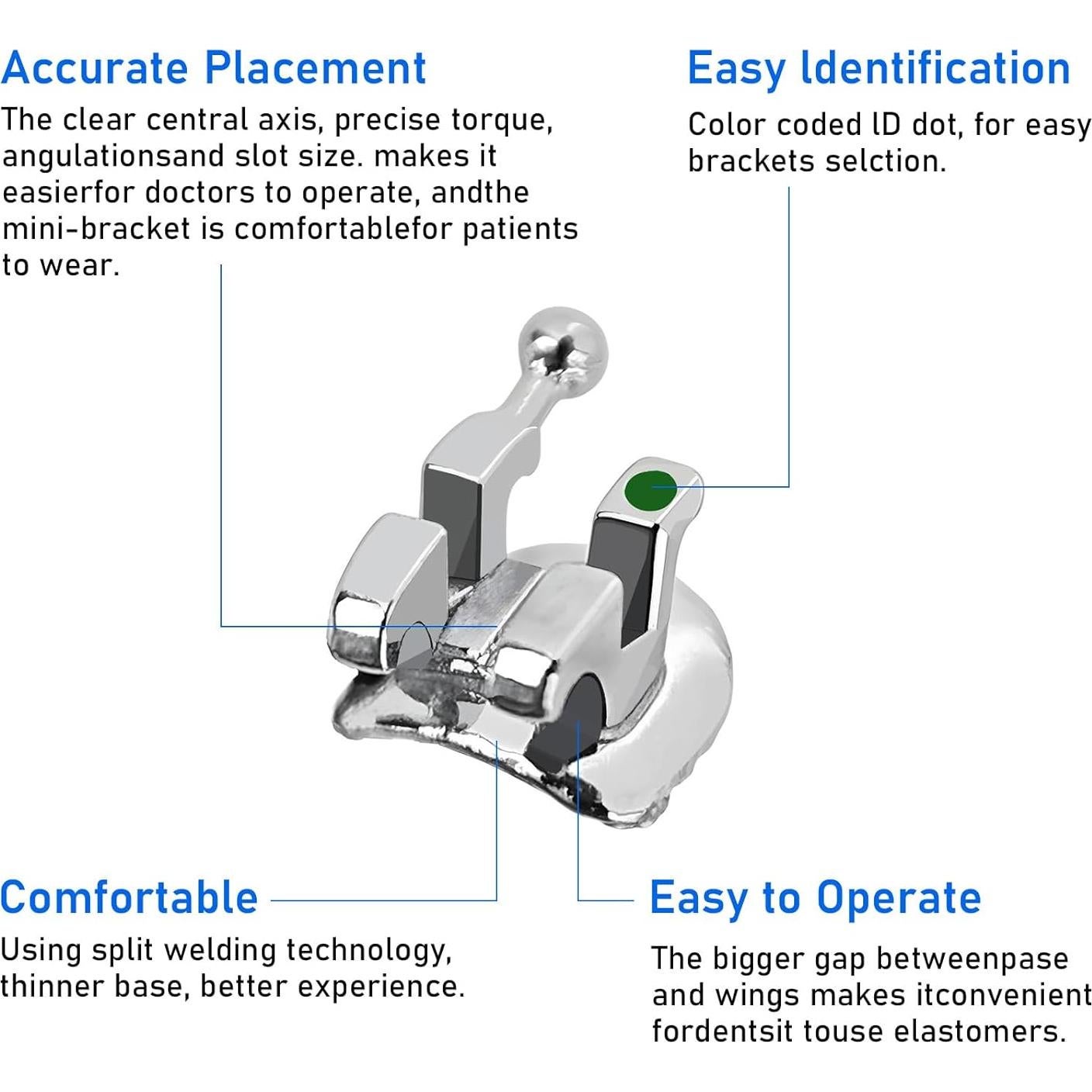 5 Paquetes de Brackets Metálicos Ortodónticos YYING Mini MBT