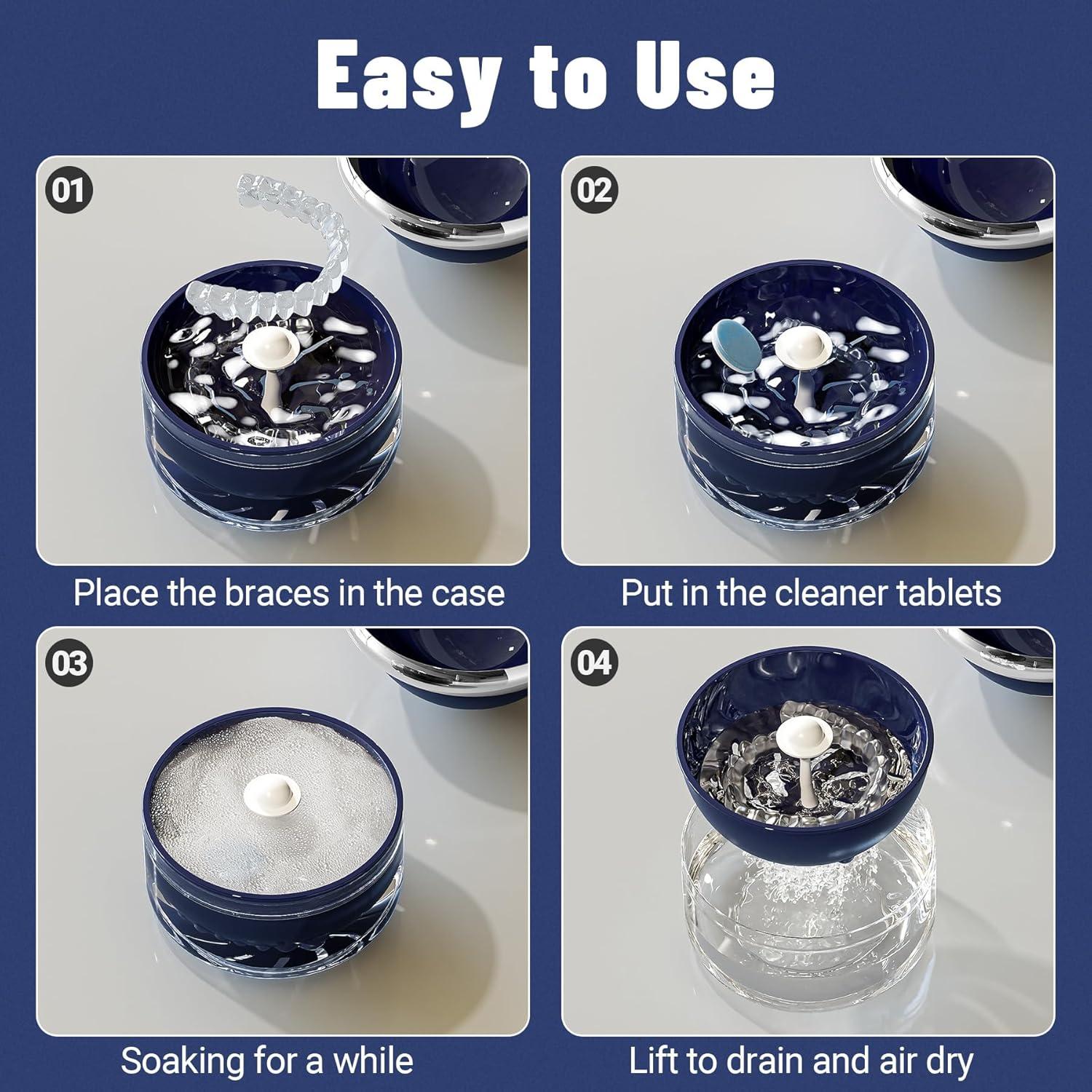 Estuche de limpieza portátil AKIMRABY para retenedores - Azul