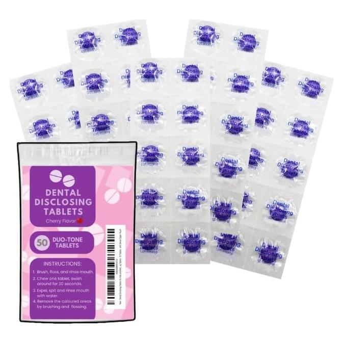 Tabletas Dentales Reveladoras Genéricas 50 Unidades Sabor Cereza
