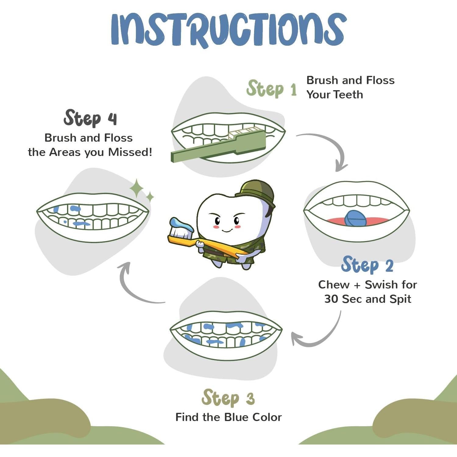 Tabletas Reveladoras de Placa Dental Hilo Dental Fluorado 102 Unidades Sabor Arándano